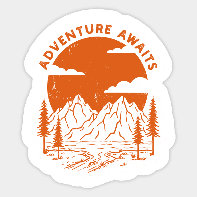 Adventure Awaits - Orange Edition Sticker by SommersethArt